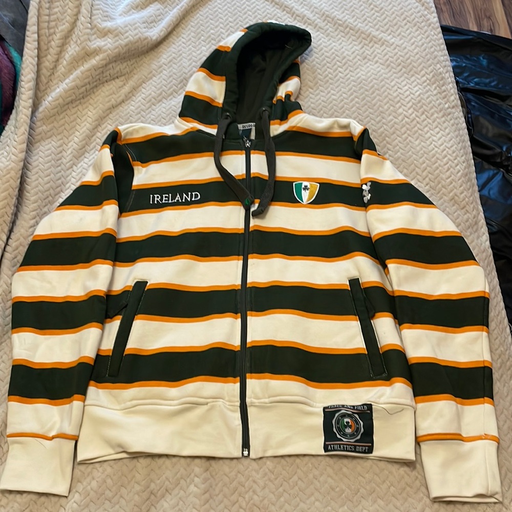 Retro Irish Mens Hoodie. Size Large. Full zip up hoodie. Never worn.